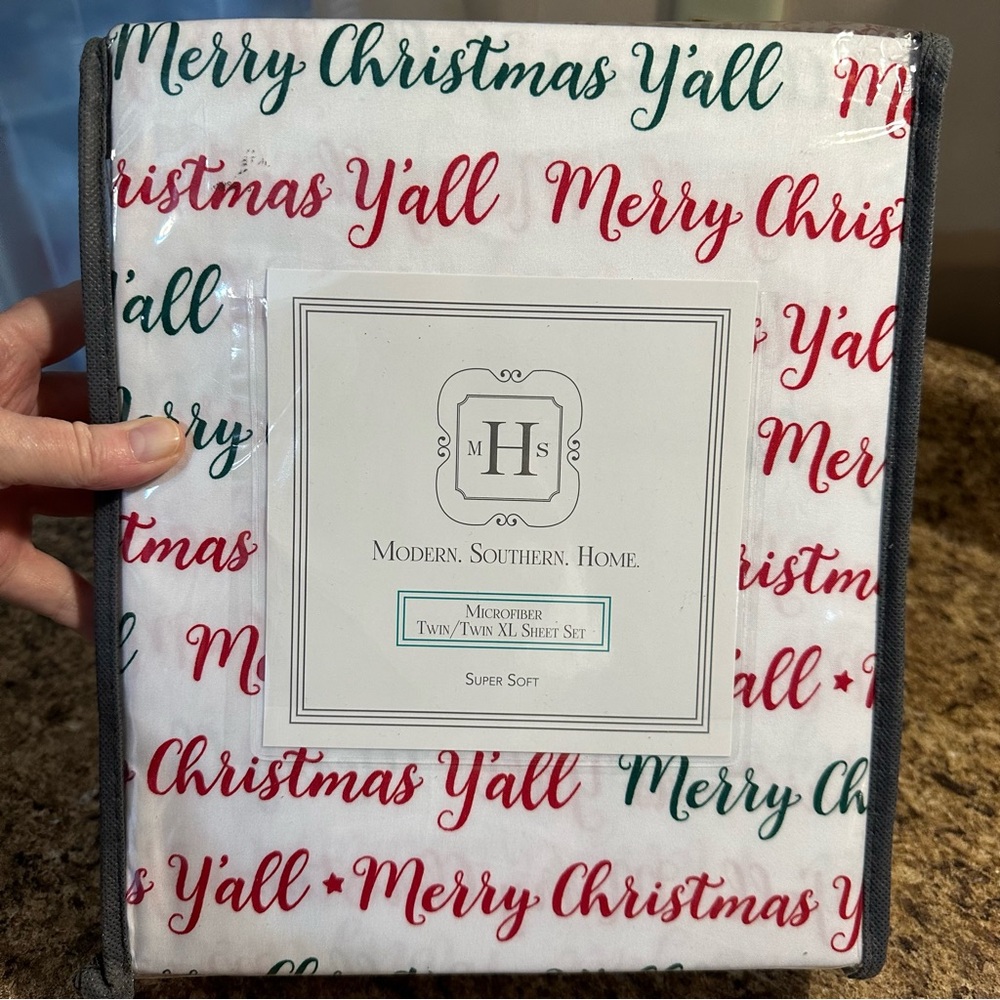 Modern Southern Home Merry Christmas Y'all Microfiber Twin Sheet Set